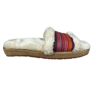 Minnetonka Women’s London Red Faux Fur Slide Slipper Size US 10